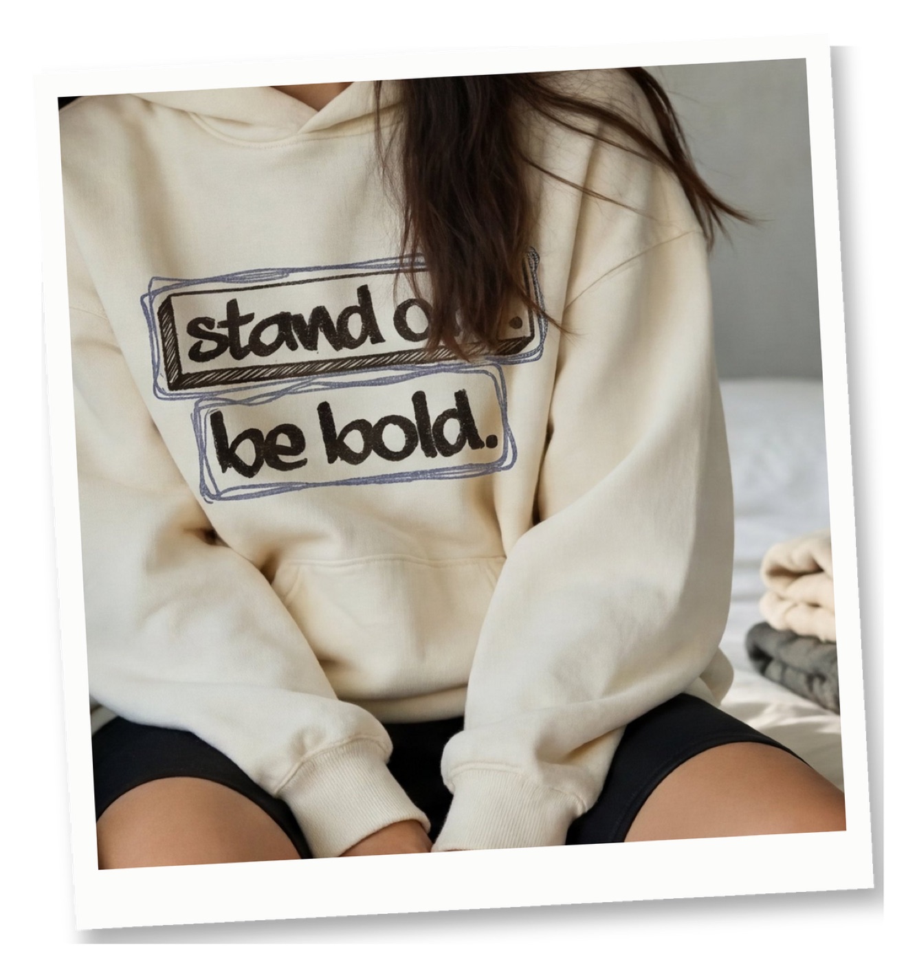 Stand Out hoodie in off-white heavy fleece