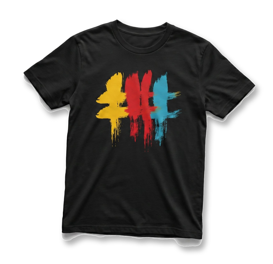 BCU Colors hashtag tee in black