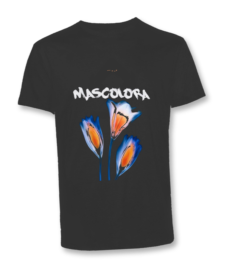 Bloom tee, black with tulip print