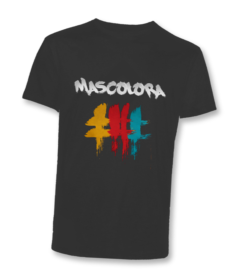 Signature tee, black with Mascolora lettering